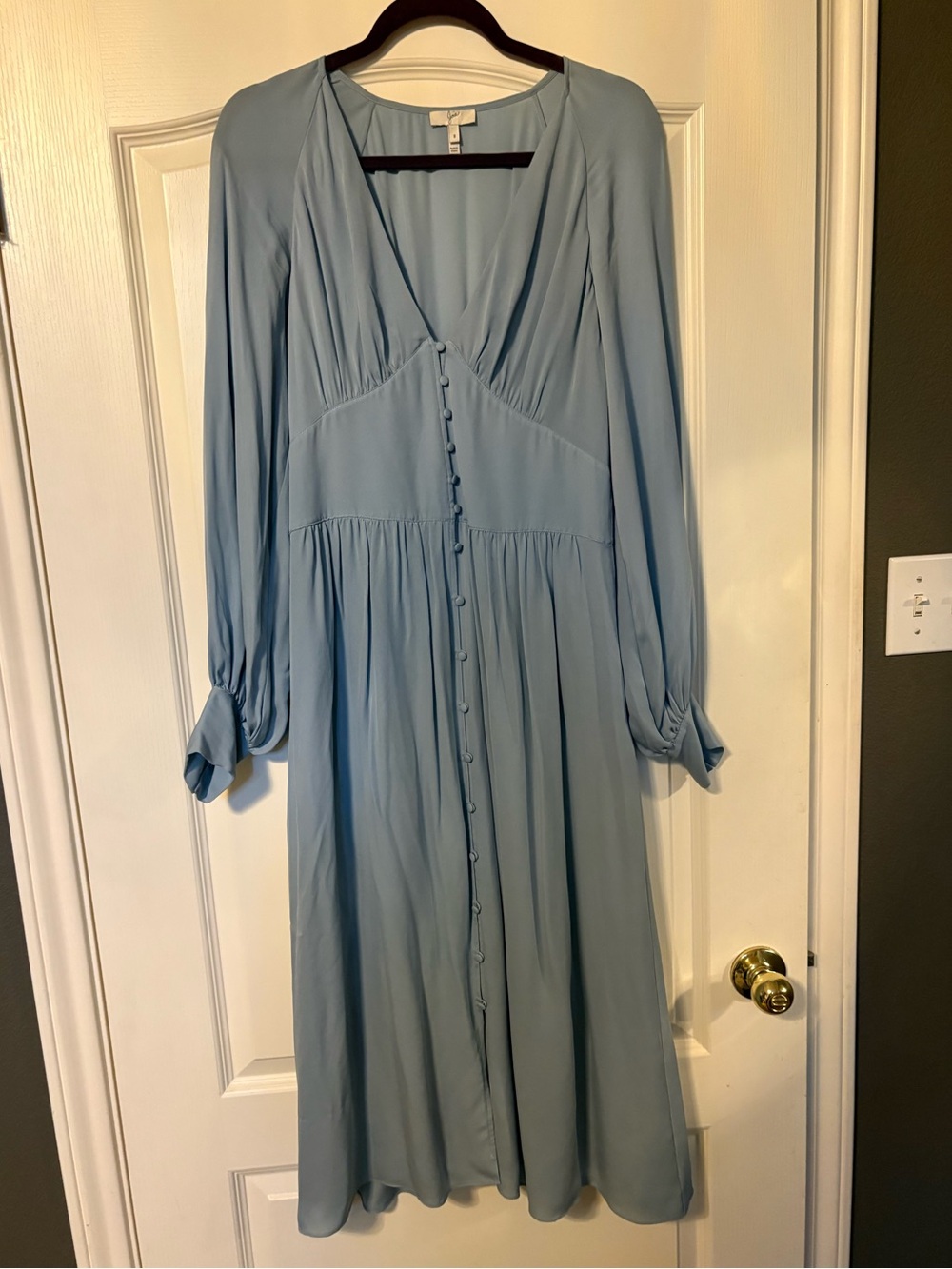 Joie Kyria Blue 100% Silk Button Front Midi Dress Size 8